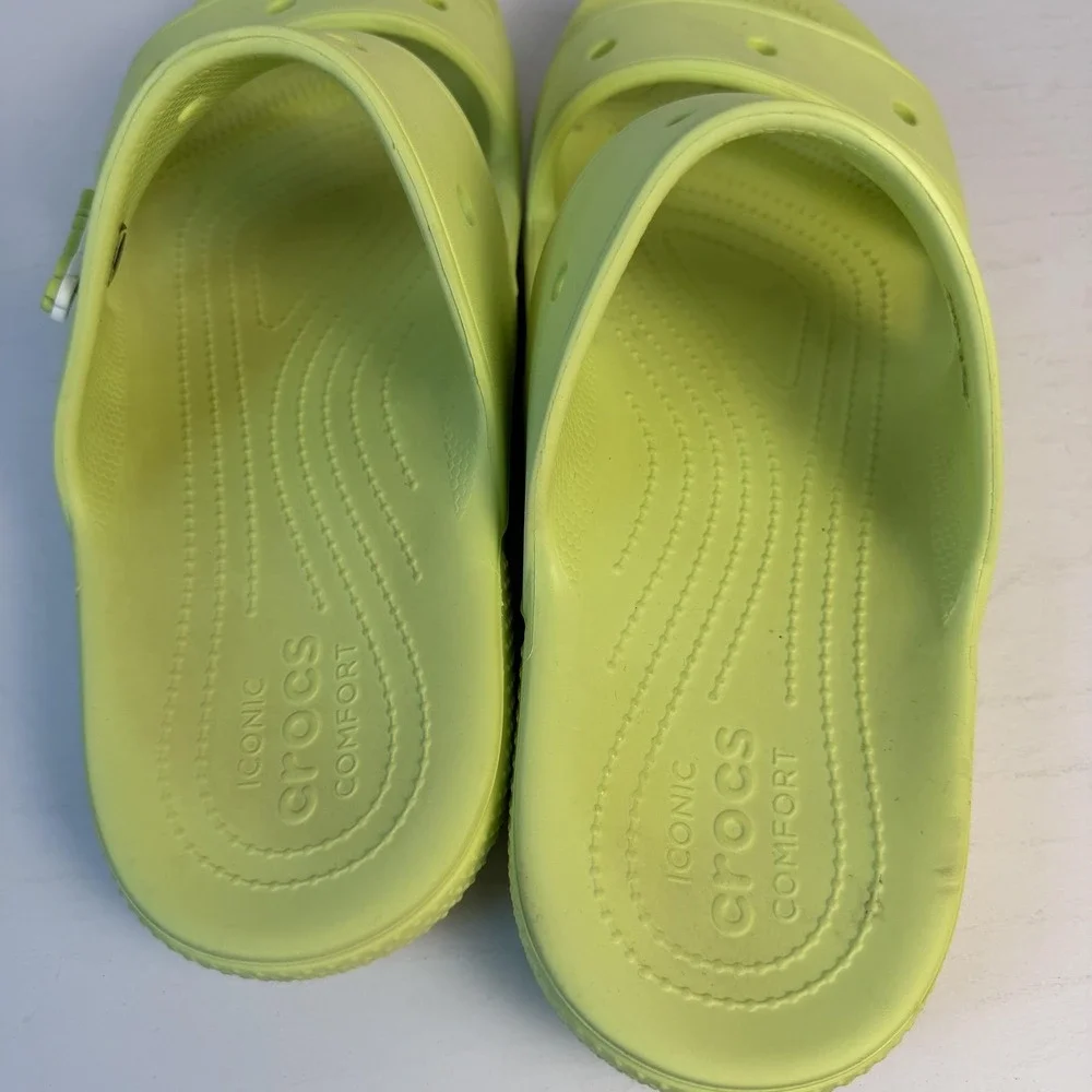 Crocs Shoes Mens Size 13 Yellow Slide‎ Sandals Slip On Double Strap Comfort